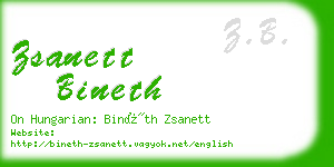 zsanett bineth business card